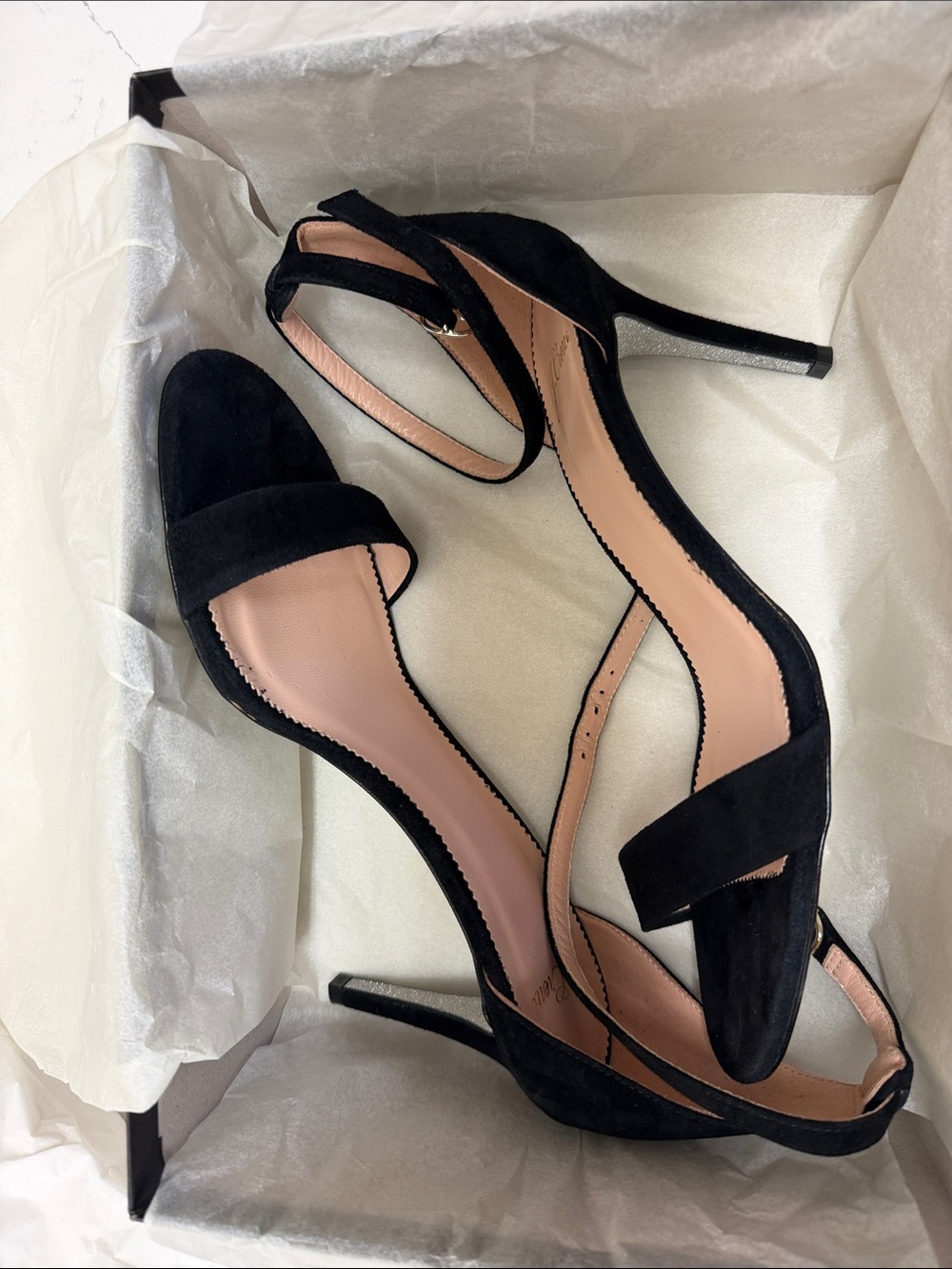 Brand NEW J. Crew Black Suede / Silver Glitter Stiletto Heels- US 8.5/ EU 39